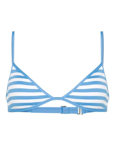 Polo Ralph Lauren Striped High-leg Scoop Bikini Bottom In Blue