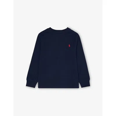POLO RALPH LAUREN BRAND-EMBROIDERY LONG-SLEEVES COTTON-JERSEY T-SHIRT 2-7