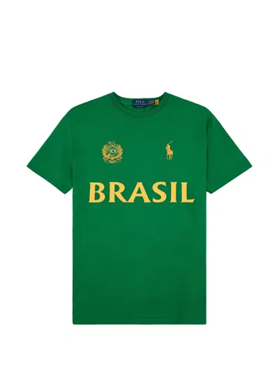 Polo Ralph Lauren Brazil Logo-embroidered T-shirt In Green