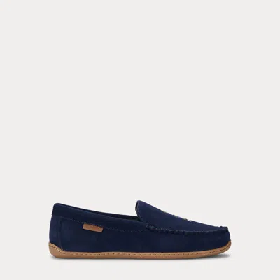 Polo Ralph Lauren Brenan Polo Bear Suede Slipper In Blue