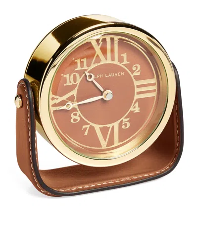 Polo Ralph Lauren Brennan Desk Clock In Brown