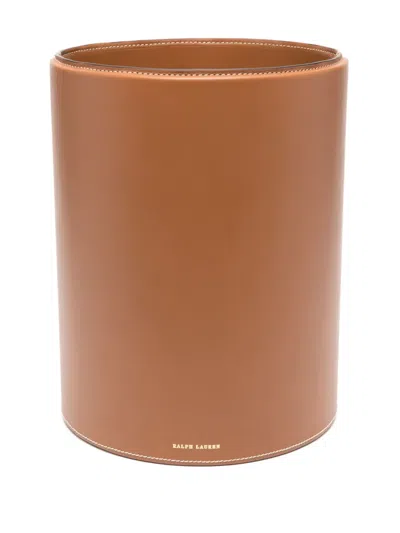 Polo Ralph Lauren Brennan Leather Waste Bin In Saddle