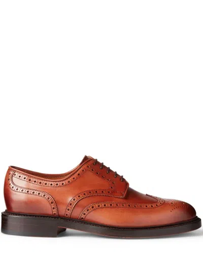 Polo Ralph Lauren Men's Lace Up Wingtip Dress Shoes In Brown