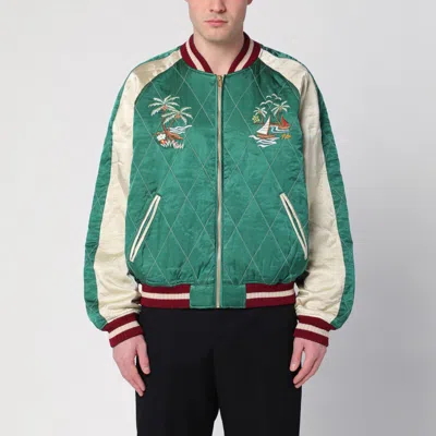 Polo Ralph Lauren Bright Green Zipped Bomber Jacket In Multicolor