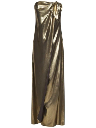 Polo Ralph Lauren Brigitta Gold-colored Long Strapless Dress