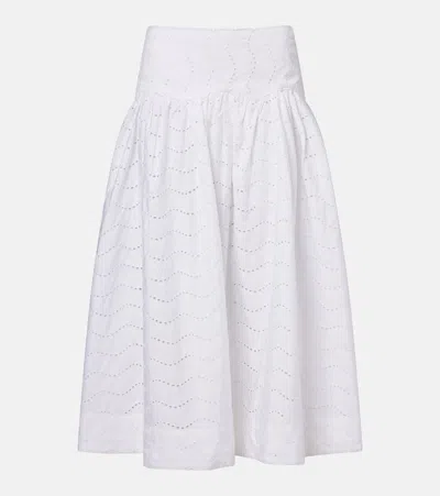 Polo Ralph Lauren Broderie Anglaise Cotton Midi Skirt In White