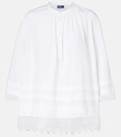 Polo Ralph Lauren Broderie Anglaise Cotton Poplin Shirt In White