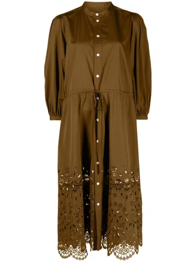 brown broderie dress Brown Floral Broderie Strappy Mini Everley Dress – SABO main image 0