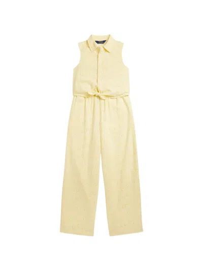 Polo Ralph Lauren Kids' Broderie Anglaise Trousers Set In Yellow