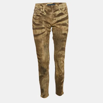Pre-owned Polo Ralph Lauren Brown Animal Print Denim Jeans M Waist 28"