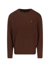 Polo Ralph Lauren Brown Cable-knit Sweater With Contrast Logo Embroidery