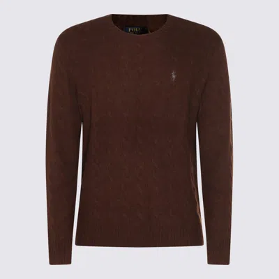 POLO RALPH LAUREN BROWN CASHMERE WOOL BLEND KNITWEAR