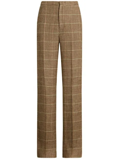 Polo Ralph Lauren Brown Checked Straight Trousers