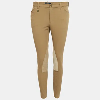 Pre-owned Polo Ralph Lauren Brown Cotton Suede Trim Breeches Pants M