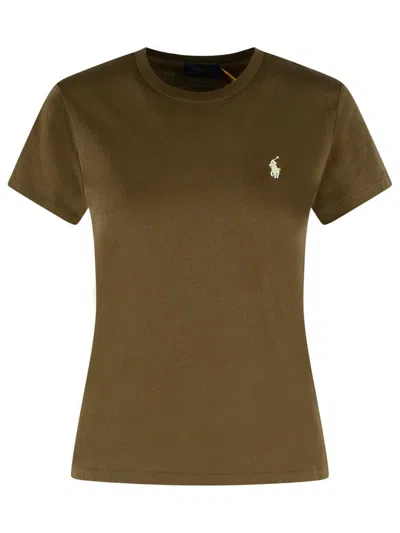 Polo Ralph Lauren Brown Cotton T-shirt In Green