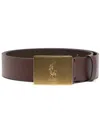 Polo Ralph Lauren Brown Cow Leather Belt In Gray