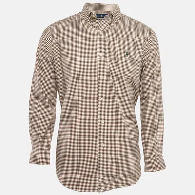 Pre-owned Polo Ralph Lauren Brown Gingham Checks Stretch Cotton Shirt M