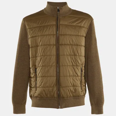 Pre-owned Polo Ralph Lauren Brown Nylon & Knit Zip Up Jacket Xxl
