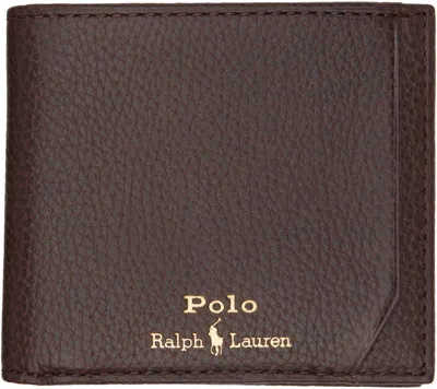 Polo Ralph Lauren Mens Dark Brown Logo-embossed Leather Billfold Wallet