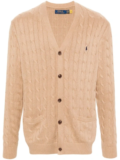 Polo Ralph Lauren Brown Polo Pony Cable-knit Cardigan