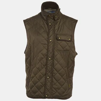 Pre-owned Polo Ralph Lauren Brown Quilted Zip Up Vest L