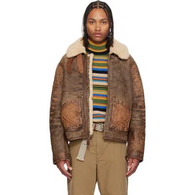 Polo Ralph Lauren Brown Shearling Bomber Jacket