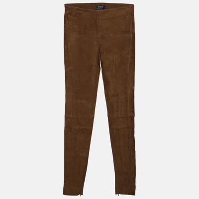 Pre-owned Polo Ralph Lauren Brown Suede Saxony Pants Xs