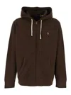 Polo Ralph Lauren Brown Sweatshirt With Drawstring Hood And Pony Embroidery On The Front In Cotton Blend Man In Brown