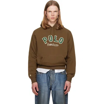Polo Ralph Lauren The Rl Fleece Western-logo Hoodie In Brown