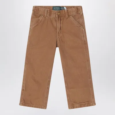 Polo Ralph Lauren Kids' Brown Vintage-effect Cotton Trousers In Sand