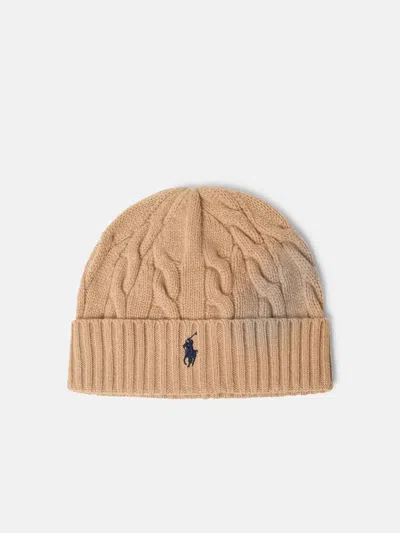 Polo Ralph Lauren Cable-knit Wool-cashmere Beanie In Brown