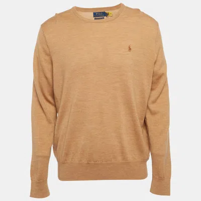 Pre-owned Polo Ralph Lauren Brown Wool Knit Sweatshirt Xl