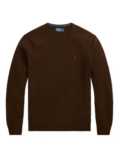 POLO RALPH LAUREN BROWN WOOL SWEATER WITH BROWN PONY POLO RALPH LAUREN