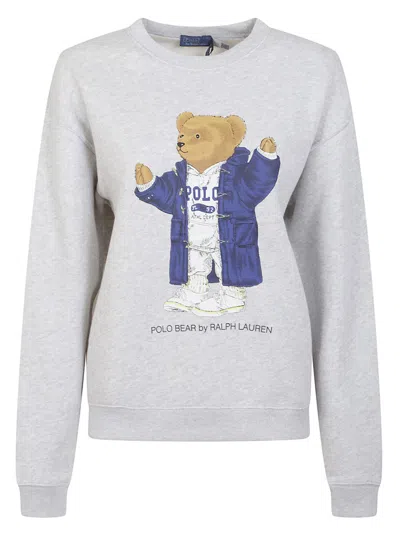 Polo Ralph Lauren Brushed Cotton Blend Sweatshirt With Iconic Polo Bear Print In Multi