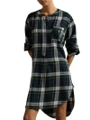 Polo Ralph Lauren Brushed Cotton Tunic Sleep Shirt In Evergreen Plaid
