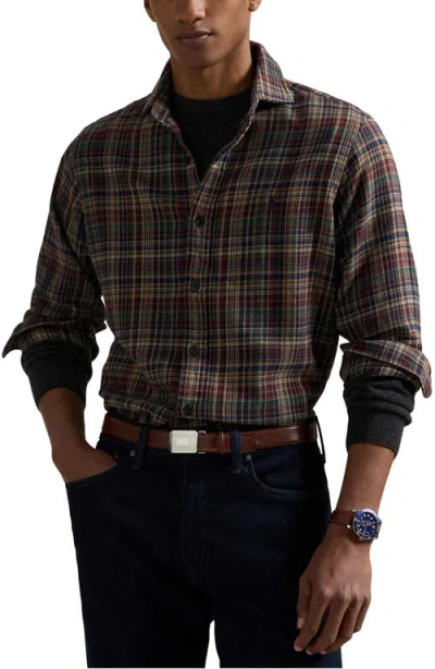 Polo Ralph Lauren Brushed Flannel Button-up Shirt In Brown