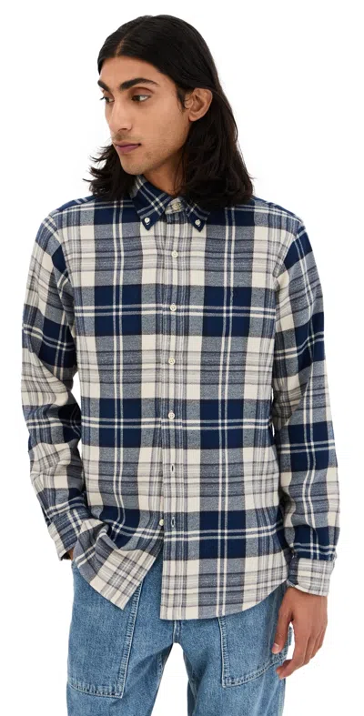 Polo Ralph Lauren Plaid Pattern Button-down Collar Long Sleeves Shirt In Blue