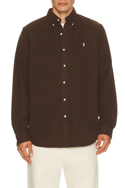 Polo Ralph Lauren Brushed Flannel Sport Shirt In Brown