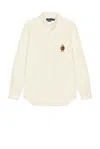 Polo Ralph Lauren Brushed Oxford Novelty Bear Sport Shirt In Neutral