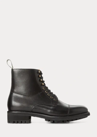 Polo Ralph Lauren Bryson Cap-toe Leather Boot In Black