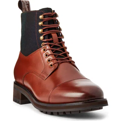 Polo Ralph Lauren Bryson Mixed Media Cap Toe Boot In Brown