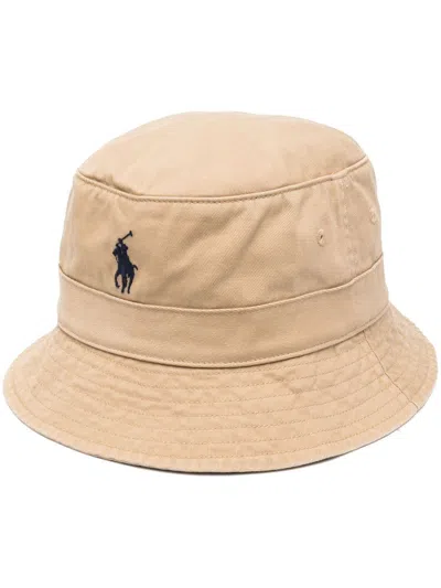 Polo Ralph Lauren Bucket Hat With Logo In Brown