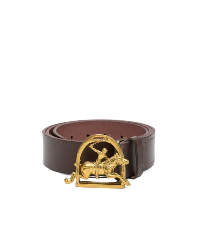 Polo Ralph Lauren Jmp Plyr Elev Plaque Smooth Leather Polo Belt In Brown