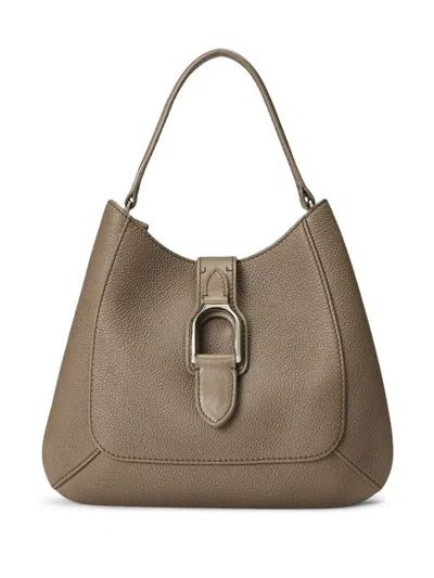 Polo Ralph Lauren Buckle-detailed Leather Shoulder Bag In Neutrals