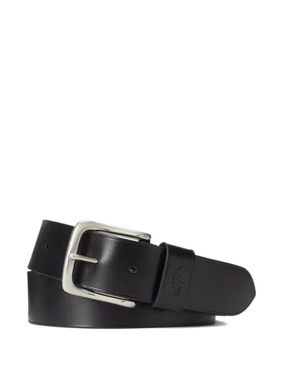 Polo Ralph Lauren Buckle Leather Belt In Black