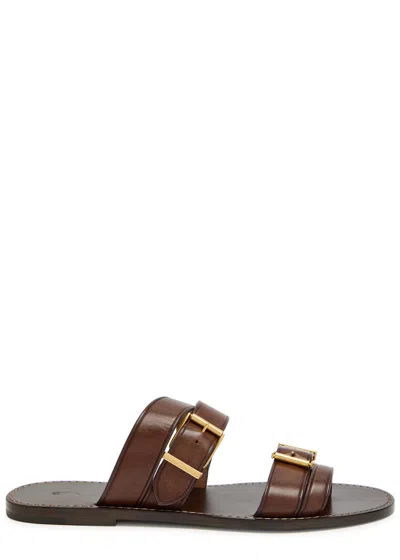 Polo Ralph Lauren Buckle Leather Sandals In Brown