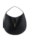 Polo Ralph Lauren Buckle Leather Shoulder Bag In Black