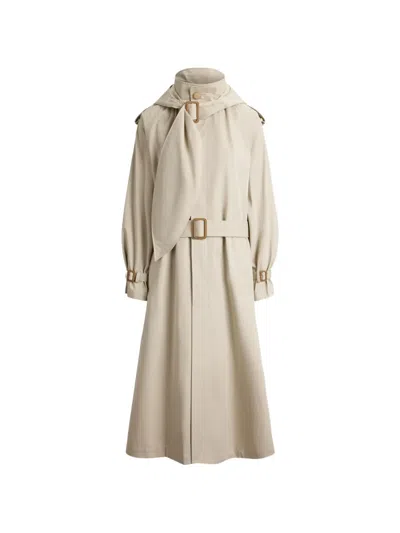 Polo Ralph Lauren Buckled-scarf A-line Trench Coat In Multi