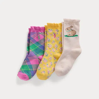 Polo Ralph Lauren Kids' Bunny Crew Sock 3-pack In Multi