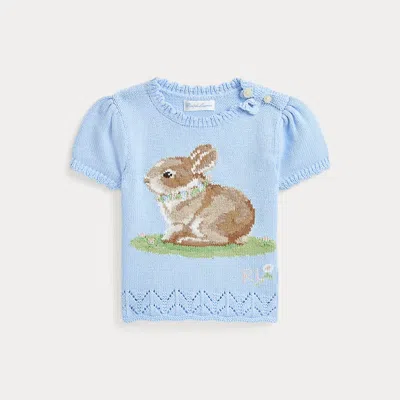Polo Ralph Lauren Babies' Bunny Short-sleeve Sweater In Office Blue